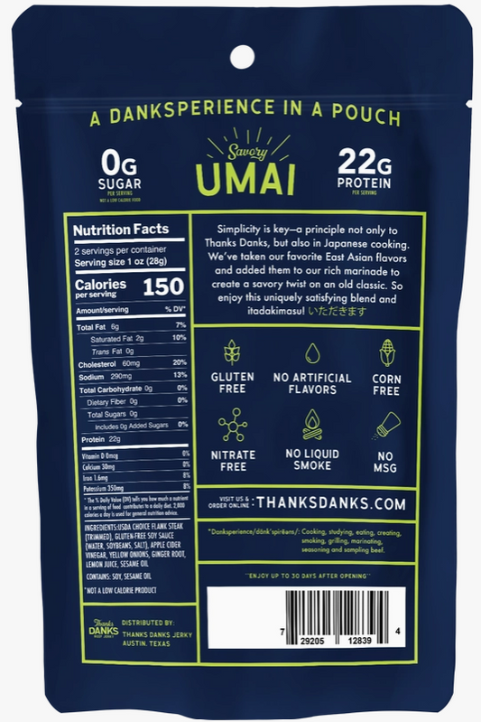 Thanks Danks Beef Jerky, Umai 2oz.