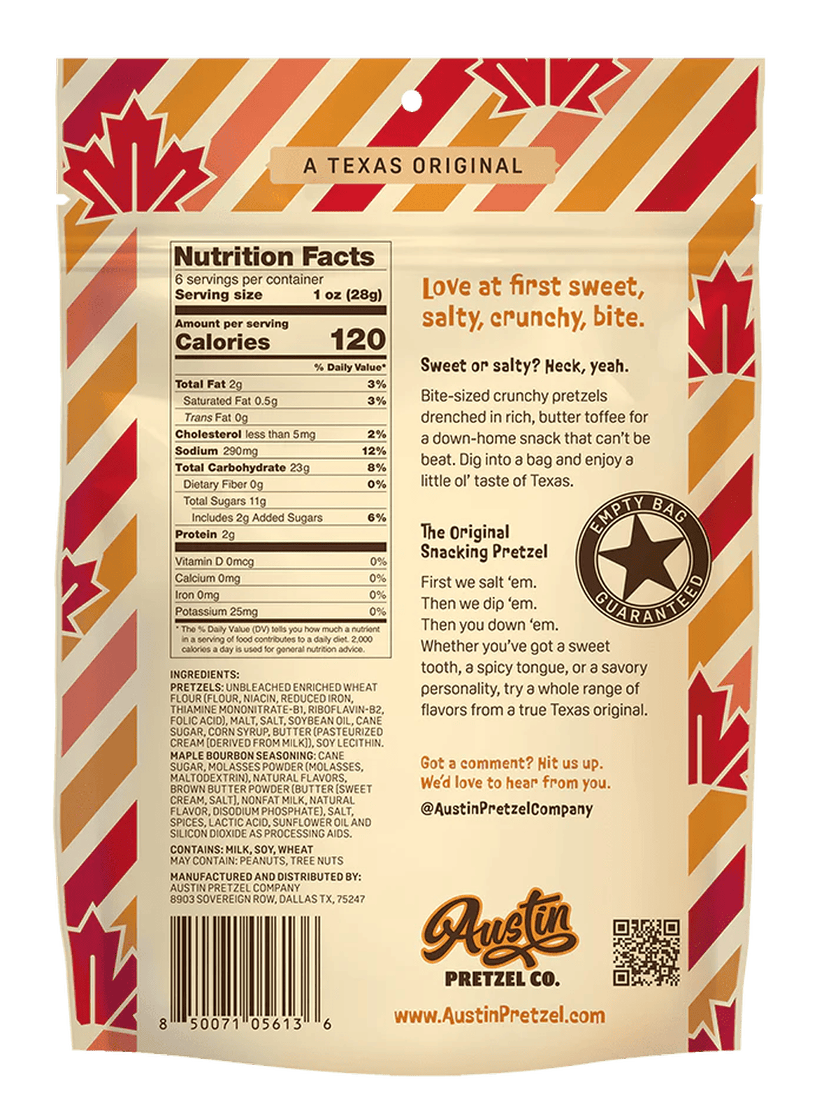 Sweet Maple Bourbon Pretzels Co. 6oz. - Texas Treats