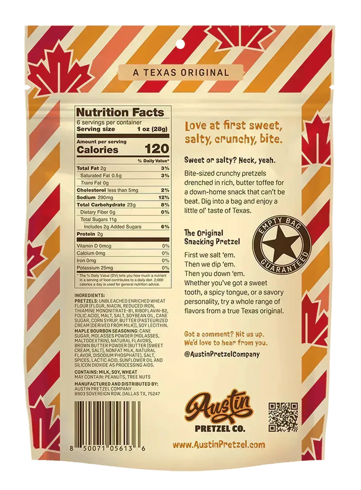 Sweet Maple Bourbon Pretzels Co. 6oz. - Texas Treats