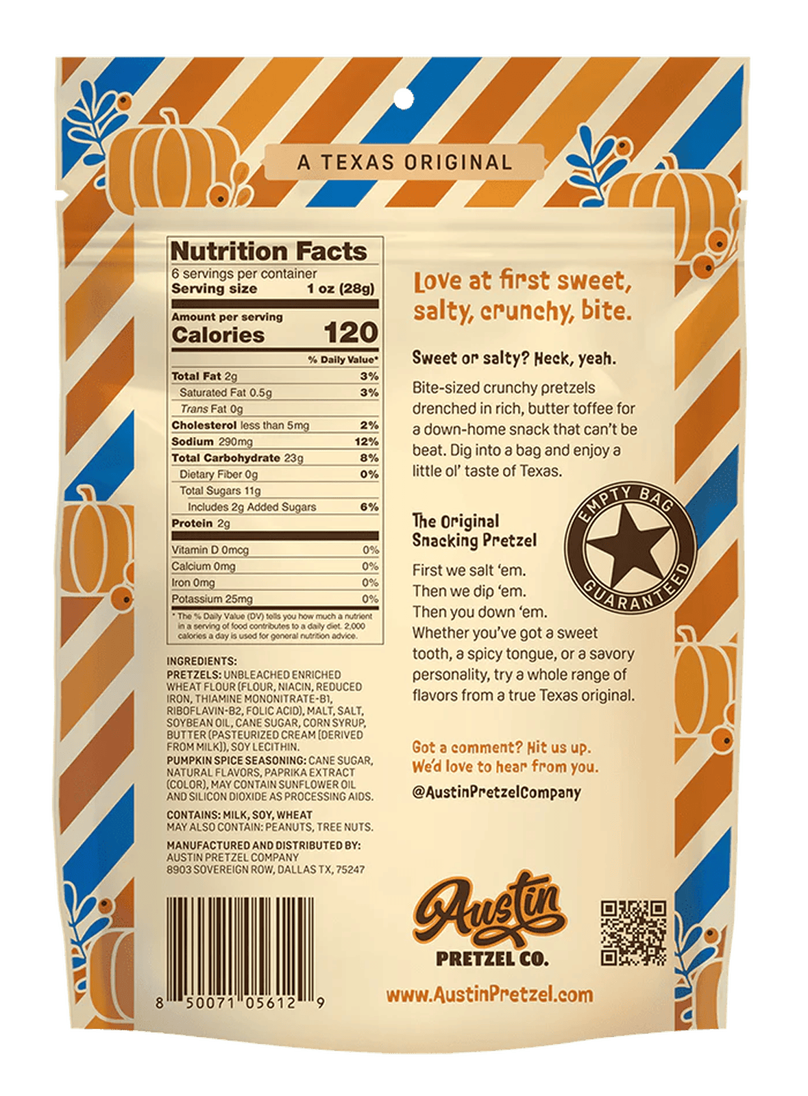 Sweet Pumpkin Pie Pretzels Co. 6oz. - Texas Treats