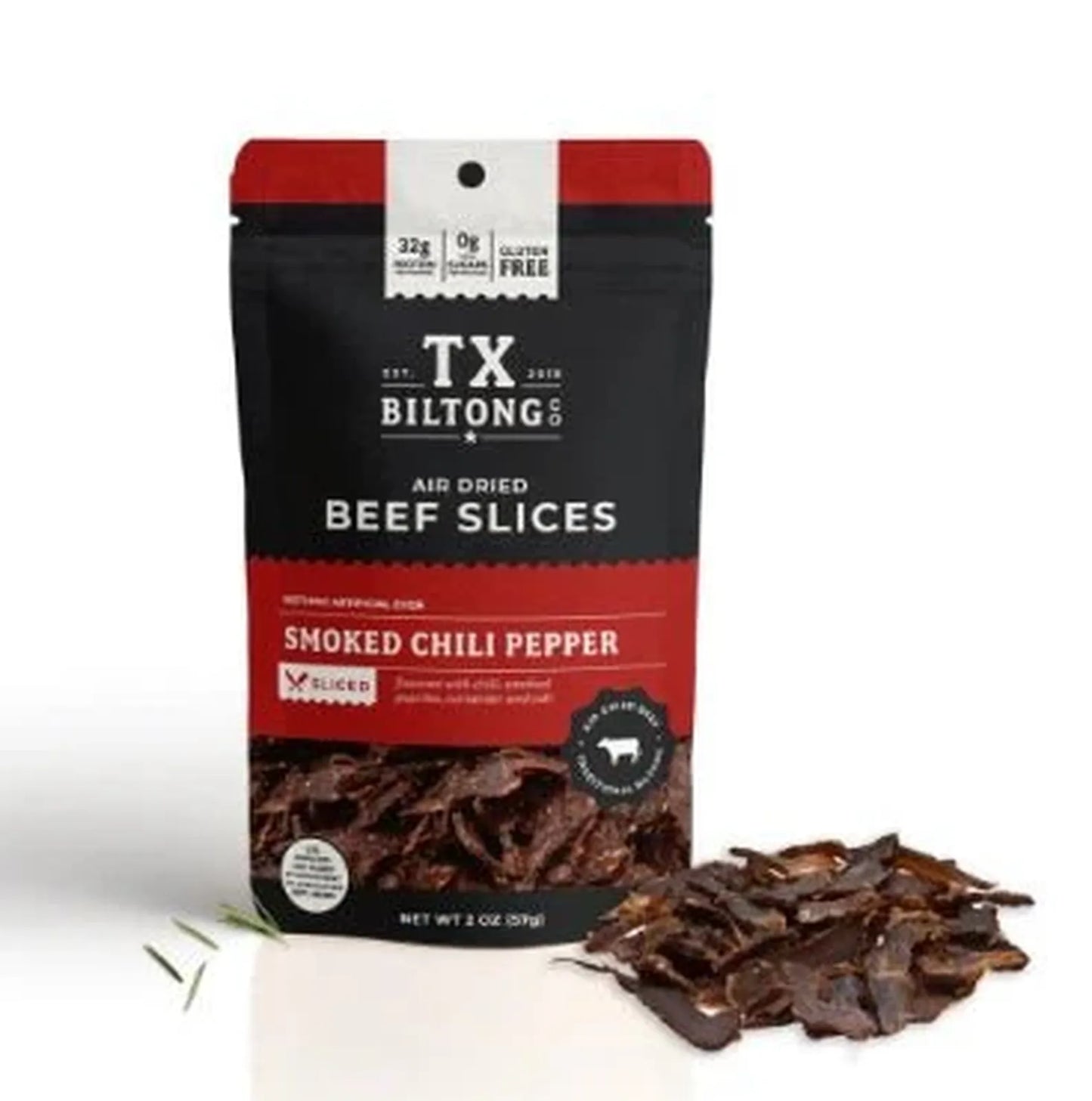 TX Biltong CO Jerky, Smoked Chili Pepper, 2 oz. - Texas Treats