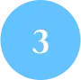 White number three inside of a blue circle.