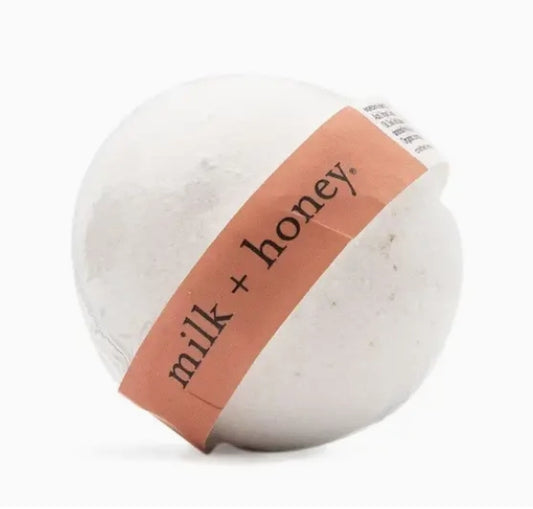 milk + honey blood orange, ginger, and lemongrass bath bomb – include this in a custom gift box today.