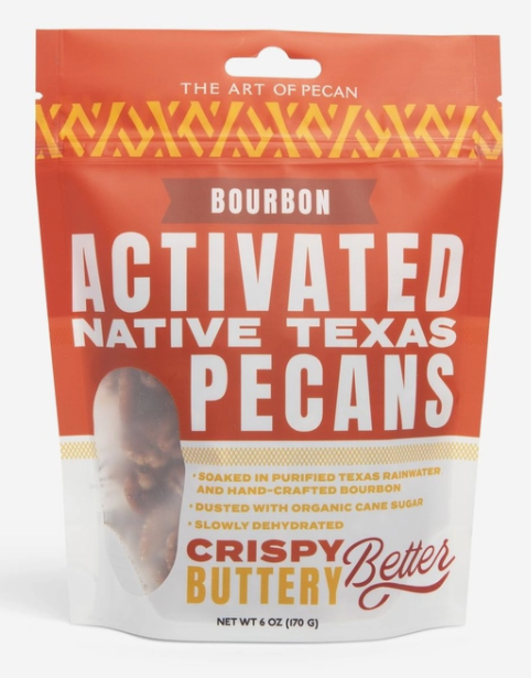 Bourbon Activated Native Texas Pecans 6oz.