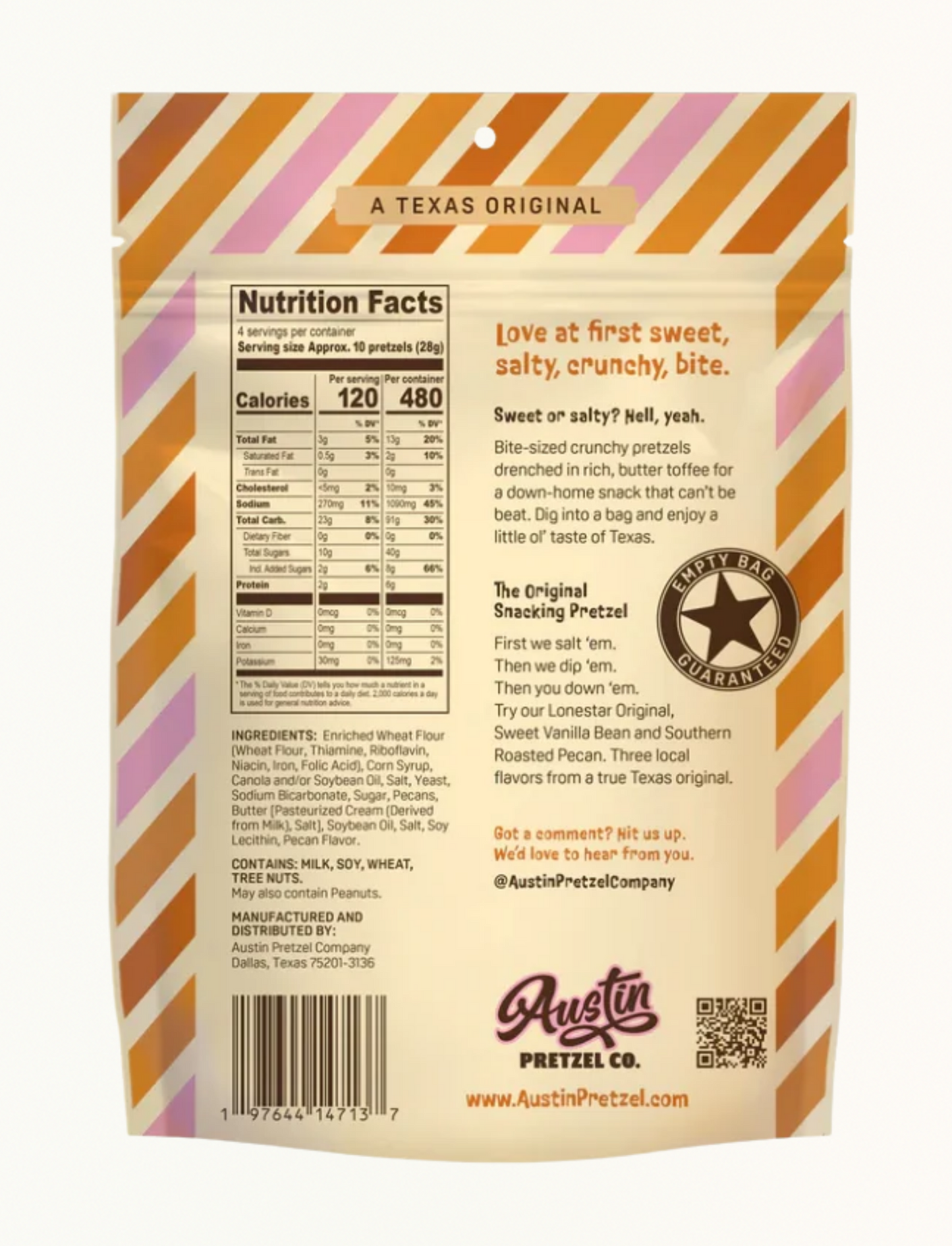 Southern Roasted Pecan Austin Pretzels Co. 4oz.