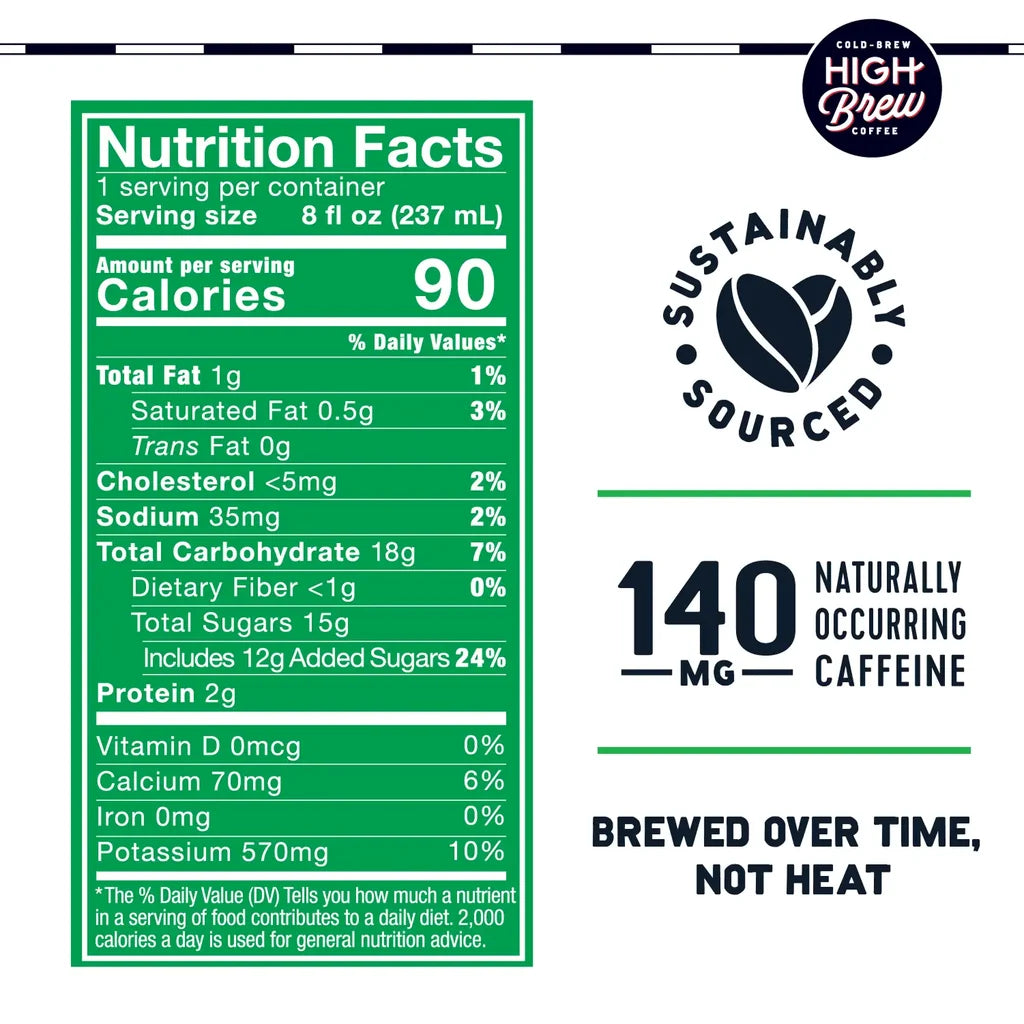 Dark Chocolate Mocha High Brew Coffee nutrition facts