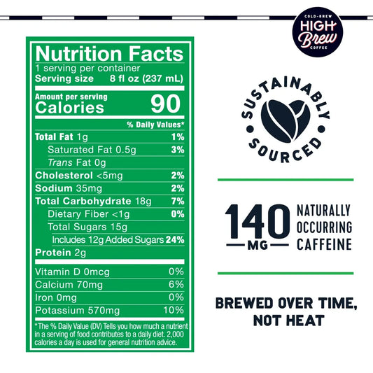 Dark Chocolate Mocha High Brew Coffee nutrition facts
