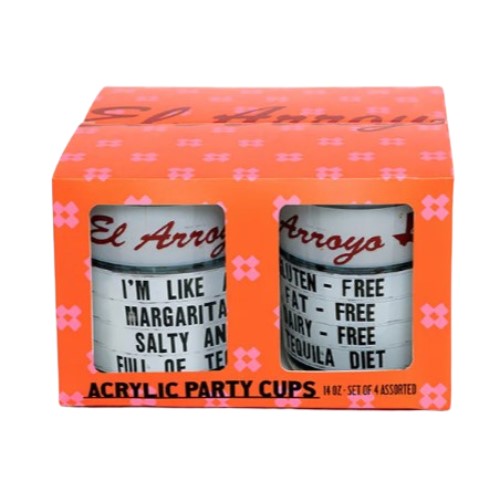 El Arroyo Set of 4 Sign Acrylic Cups - Tequila Sunrise