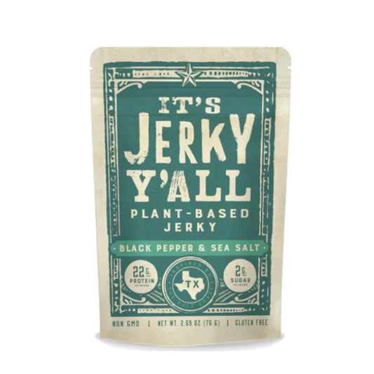 Black pepper sea salt plant-based jerky – include this in a custom gift box today.