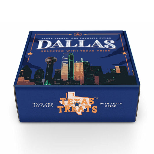 View of Texas Treats' Dallas gift box, viewed from the top.