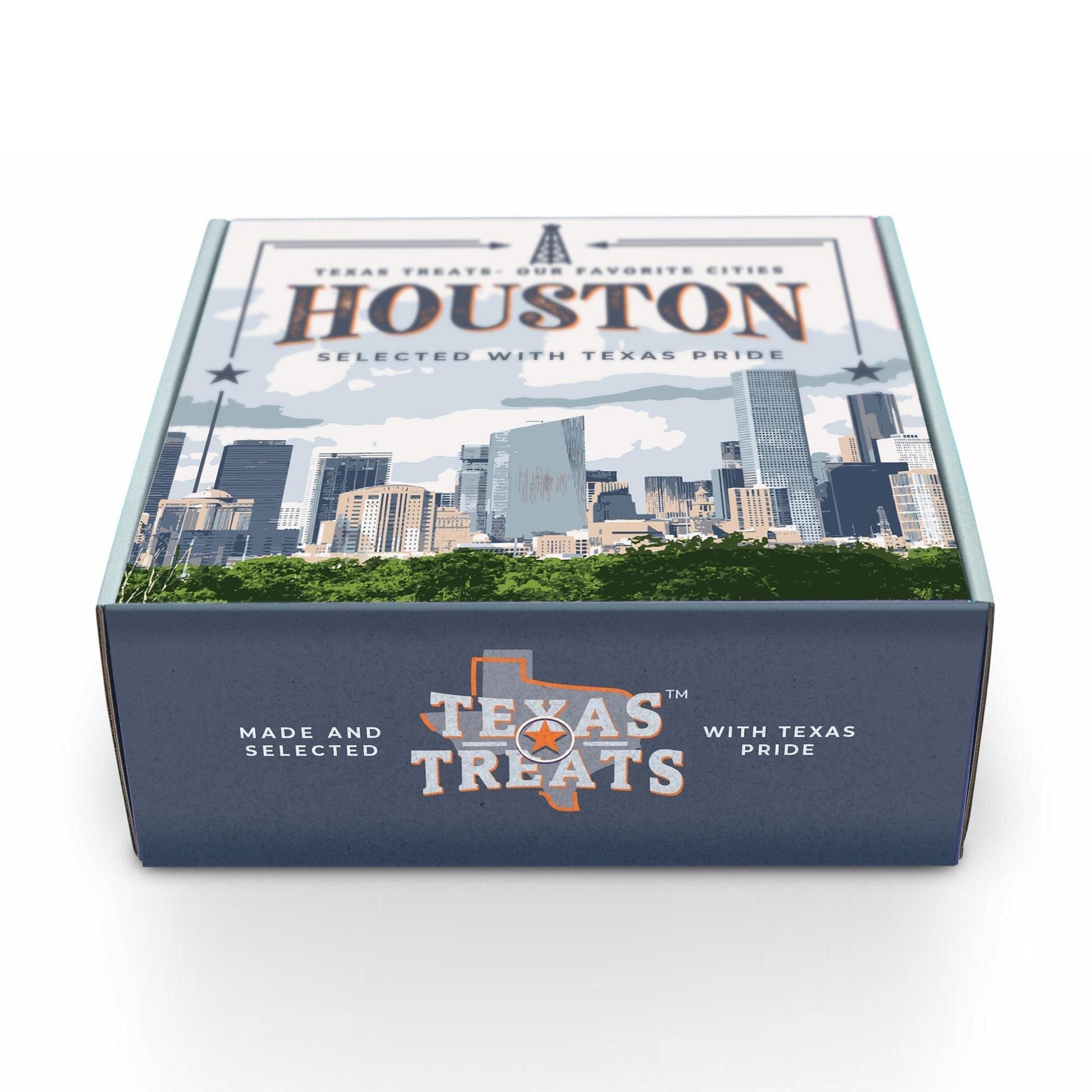 View of Texas Treats' Houston gift box, viewed from the top.