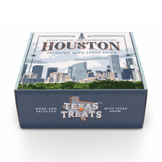 View of Texas Treats' Houston gift box, viewed from the top.