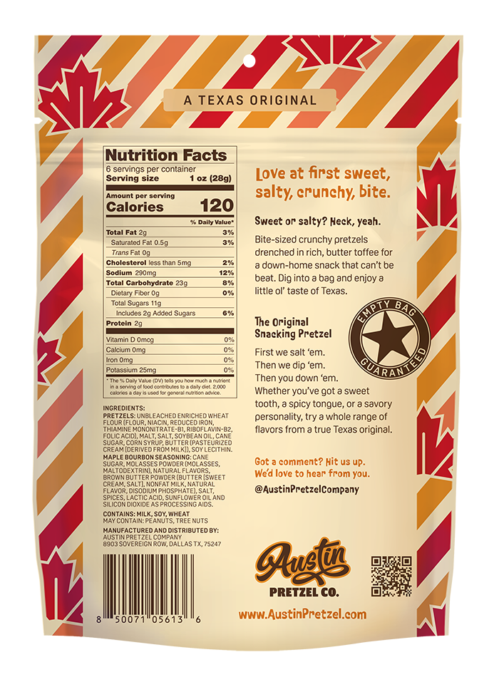 Sweet Maple Bourbon Pretzels Co. 6oz.