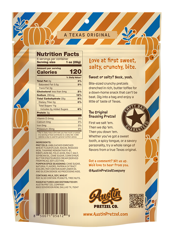 Sweet Pumpkin Pie Pretzels Co. 6oz.