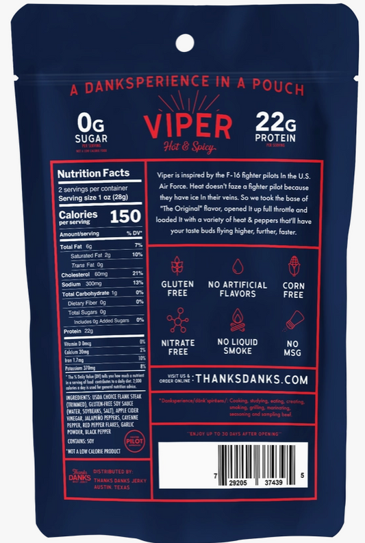 Thanks Danks Beef Jerky, Viper 2oz.