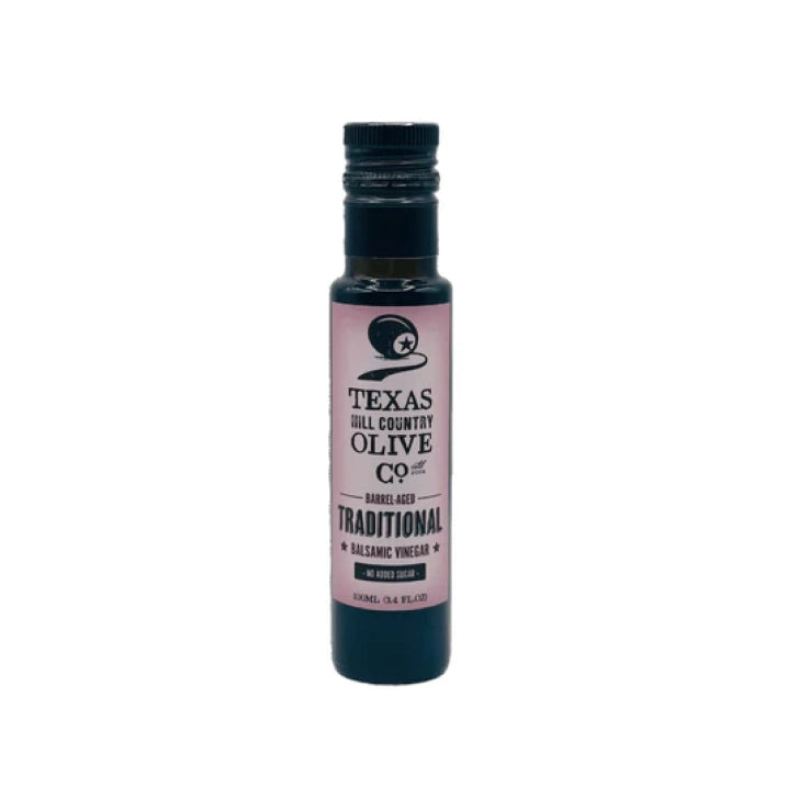 Texas Hill Country Olive Oil Co. traditional balsamic vinegar – front of bottle.