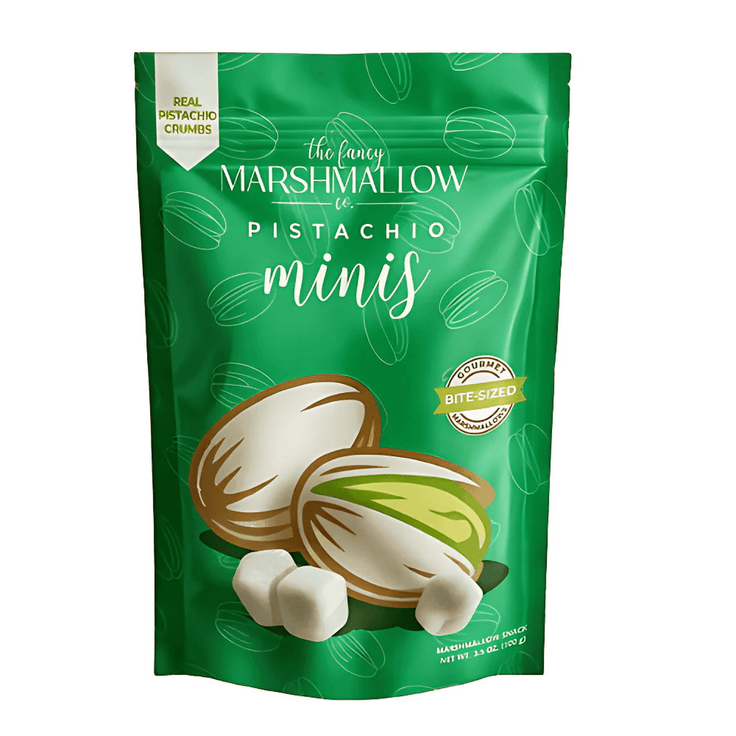 Bite Sized Marshmallow Pistachio Minis 3.5oz.