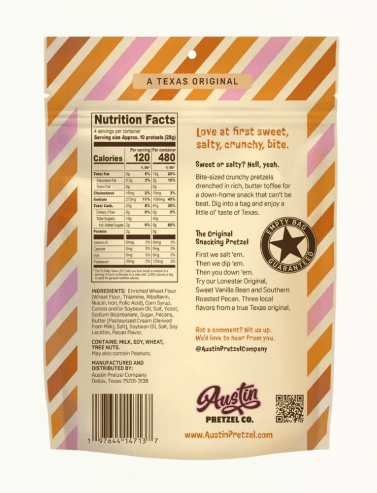 Southern Roasted Pecan Austin Pretzels Co. 4oz. - Texas Treats