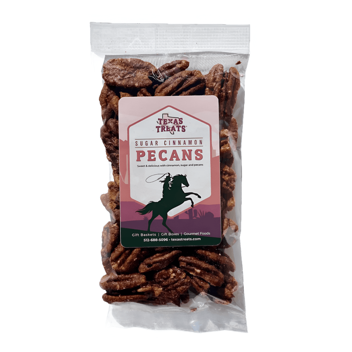 Sugar Cinnamon Pecans, 2 oz. - Texas Treats
