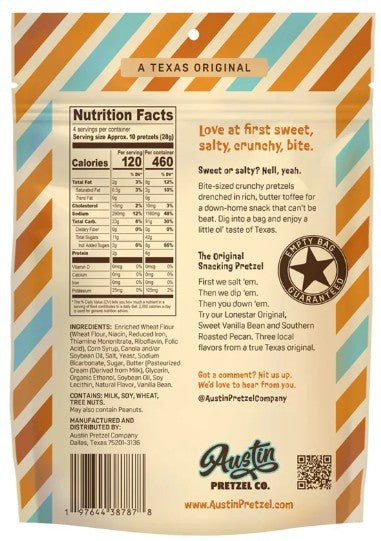 Sweet Vanilla Bean Austin Pretzels Co. 4oz. - Texas Treats