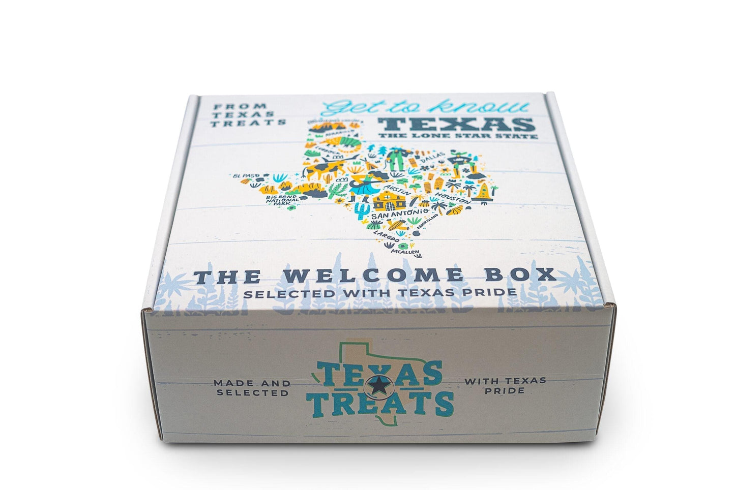 Texas Treats' Welcome gift box, available for custom corporate gifting and personal gifts.