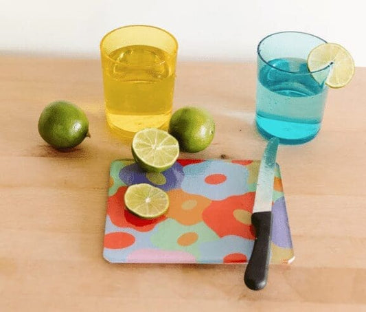 El Arroyo mini floral cutting board, made of acrylic and available for purchase online.