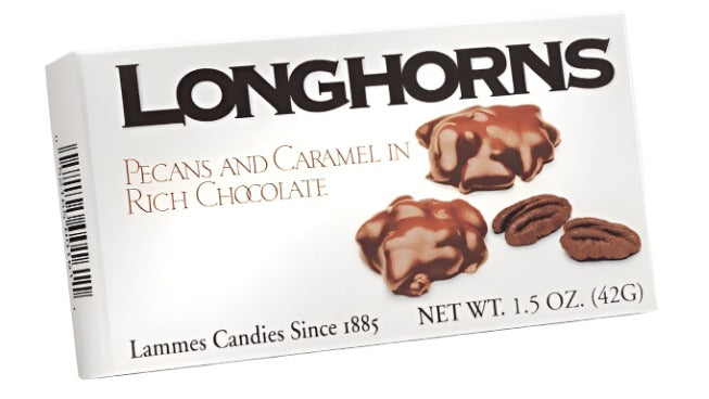 Package of Lammes Longhorns Chocolates, part of Texas Treats' custom gift boxes.