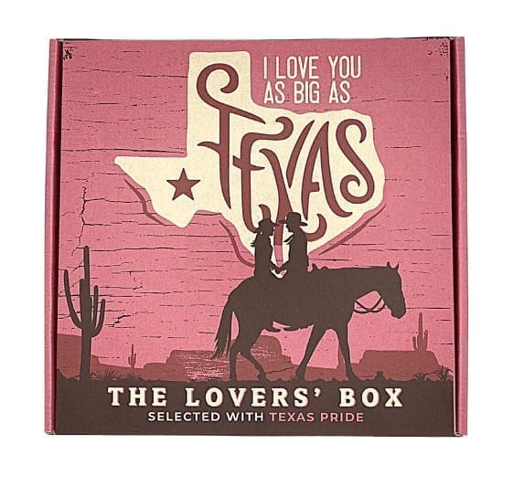 View from the top of Texas Treats' Lovers gift box.